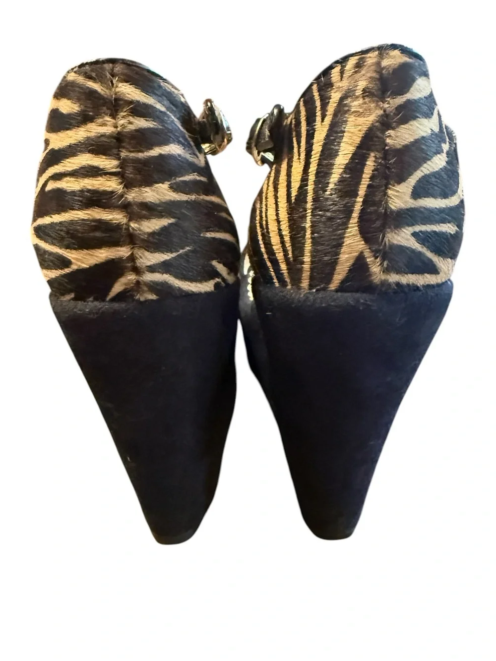 Hale Bob Hannah black zebra wedges Sz 7 NWOB